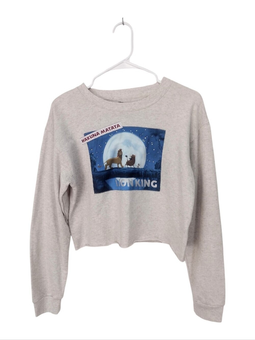 Disneys Lion King Hakuna Matata Cropped Gray Sweatshirt - Juniors Large - Picture 4 of 6